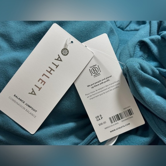 Athleta Balance Soft Tencel Jumpsuit Women’s Small Green Jogger Drawstring NWT - Picture 10 of 12